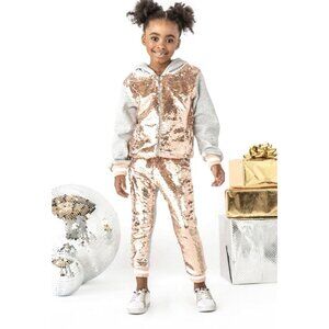 NEW! Lola and the Boys Goldie Flip Sequin Jogger Pants SZ 10